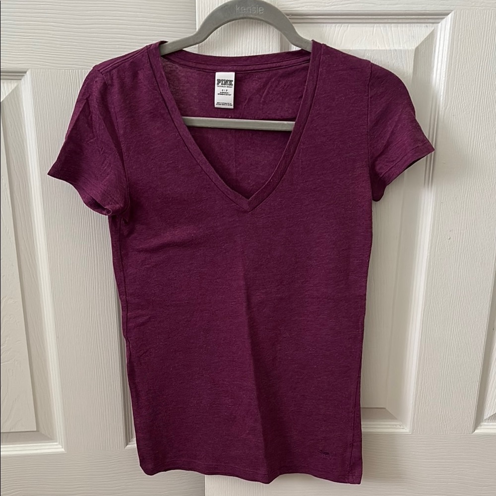 PINK Victoria's Secret Fitted Red and Purple Short Sleeve T-Shirt